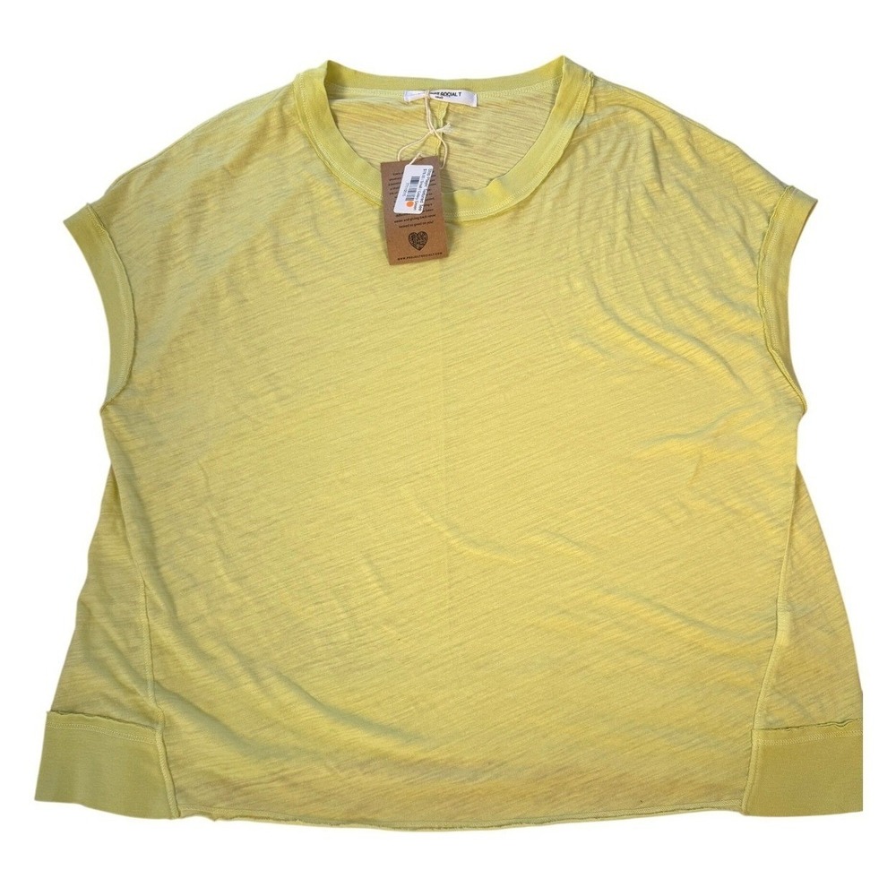 Project Social T Stop Playin Textured Tee Celery Green Small NWT Made in USA